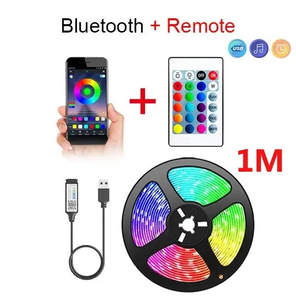 1/3/5M LED Strip Lights for TV ,Bluetooth USB TV Backlight Kit with Remote,5050SMD 5V RGB LED Lamp Tape for Home Decor Lighting